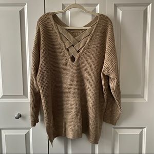 [Easel] criss-cross back oversized sweater